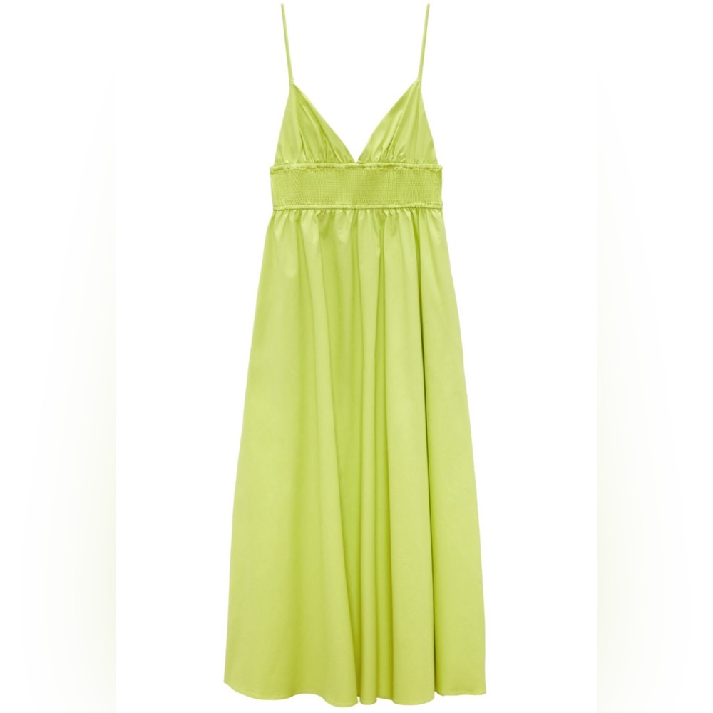 Zara XS lime green poplin dress